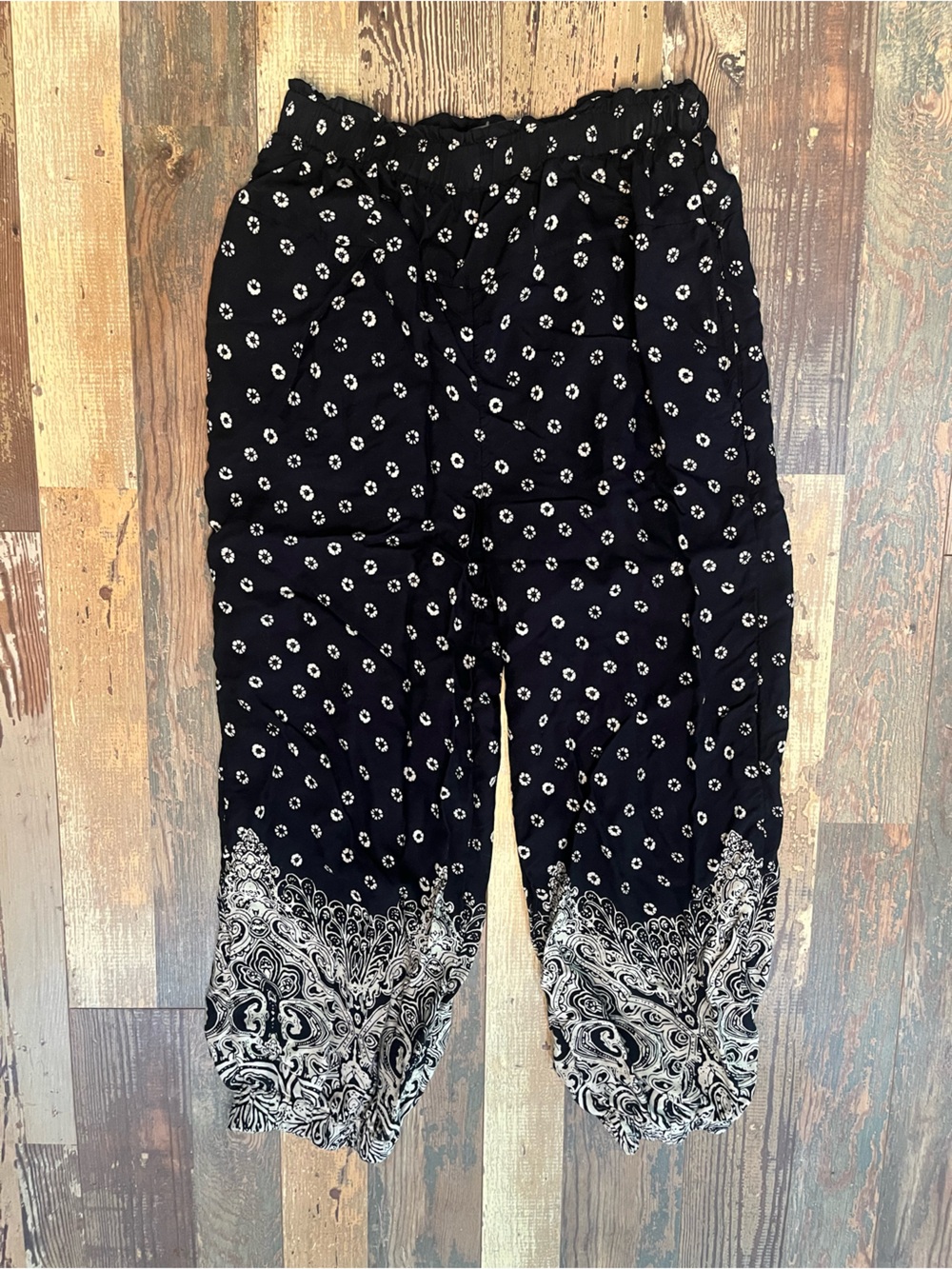 Anthropologie Black and White Patterned Jogger Pants